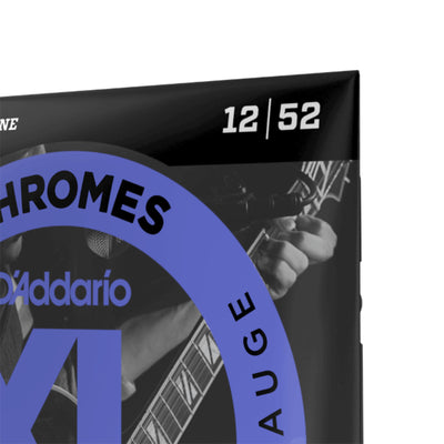 D'Addario Chromes Flat Wound Electric Guitar Strings, Light, 12-52 (ECG25)