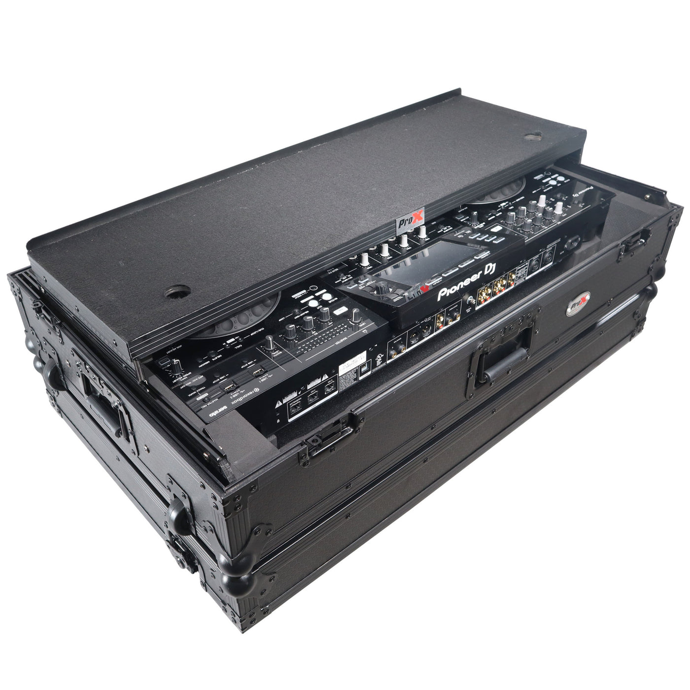 ProX XS-XDJXZWLTBL ATA-300 Style Flight Case, For Pioneer XDJ-XZ DJ Controller, With Laptop Shelf, 1U Rack Space, and Wheels, Pro Audio Equipment Storage, Black