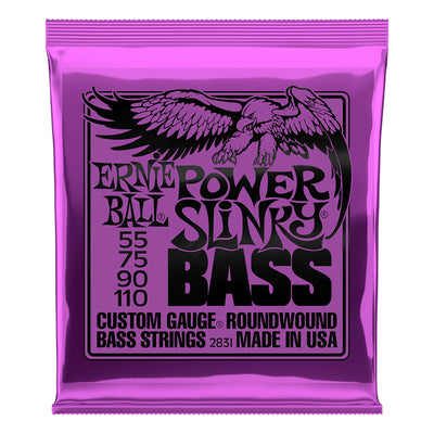 Ernie Ball Power Slinky Nickel Wound Electric Bass Strings, 55-110 Gauge- 4 Strings