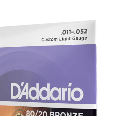 D'Addario 80/20 Bronze Acoustic Guitar Strings, Custom Light, 11-52 (EJ13)