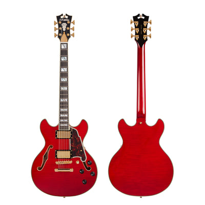 D'Angelico Excel Mini Double Cutaway with Stop-Bar Tailpiece, Trans Cherry (DAEMINIDCTCHGS)