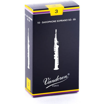 Vandoren Soprano Saxophone Traditional Reeds Strength #3; Box of 10
