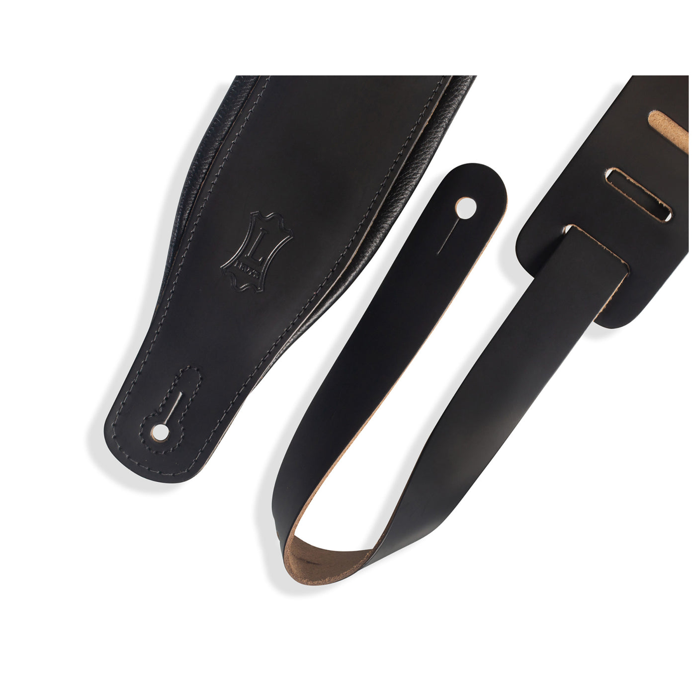 Levy's 3" Padded Leather Strap in Black with Black Backing