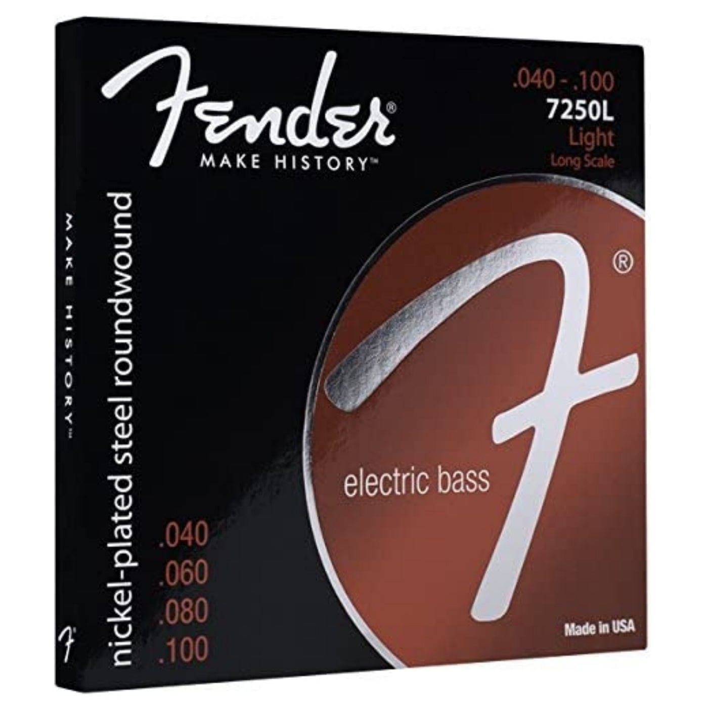 Fender Super 7250s Nickel Plated Steel Roundwound Long Scale Bass Strings, 7250L .040-.100 Gauges (0737250403)