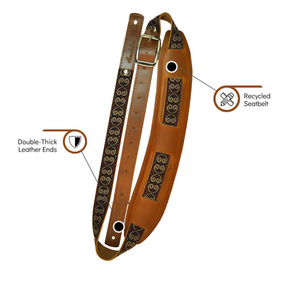 Souldier SSA1049MH02MH - Handmade Souldier Plain Saddle Strap for Bass Electric, or Acoustic Guitar, 2.5 Inches Wide and Adjustable up to 57" made in the USA, Nutmeg