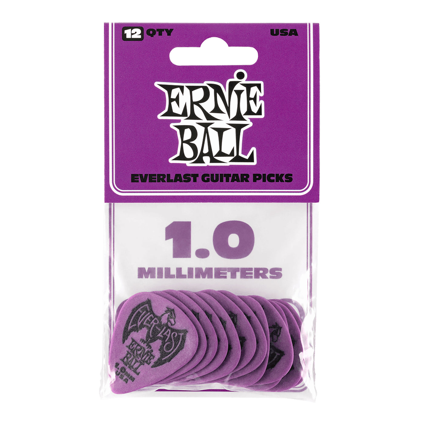 Ernie Ball 1.0mm Purple Everlast Picks 12-pack
