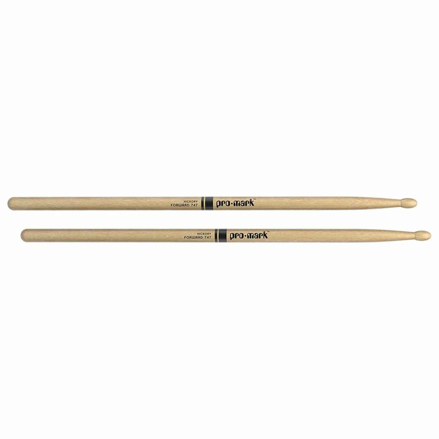 Promark Classic Forward 747 Hickory Drumsticks, Oval Wood Tip