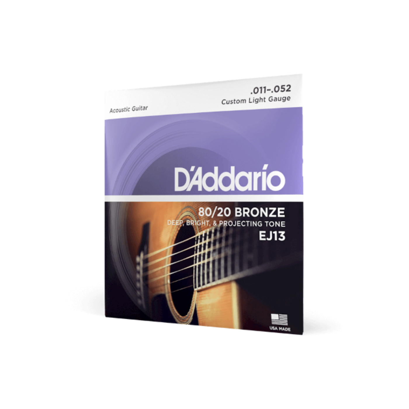 D'Addario 80/20 Bronze Acoustic Guitar Strings, Custom Light, 11-52 (EJ13)