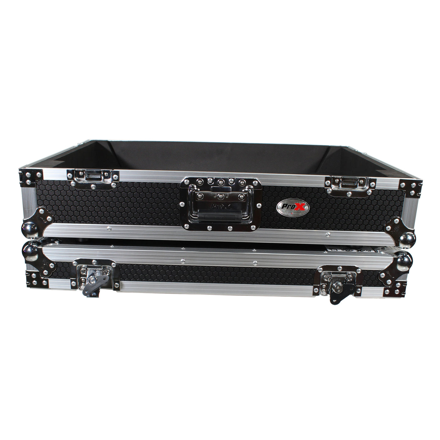 ProX XS-PRIME4W ATA-300 Style Flight Case, For Denon PRIME 4 DJ Controller, With 1U Rack Space and Wheels, Pro Audio Equipment Storage, Silver on Black