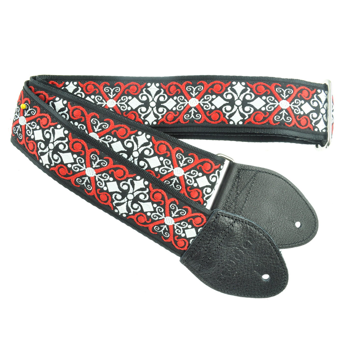 Souldier GS0670BK04BK - Handmade Seatbelt Guitar Strap for Bass, Electric or Acoustic Guitar, 2 Inches Wide and Adjustable Length from 30" to 63"  Made in the USA, Constantine, Black/Red