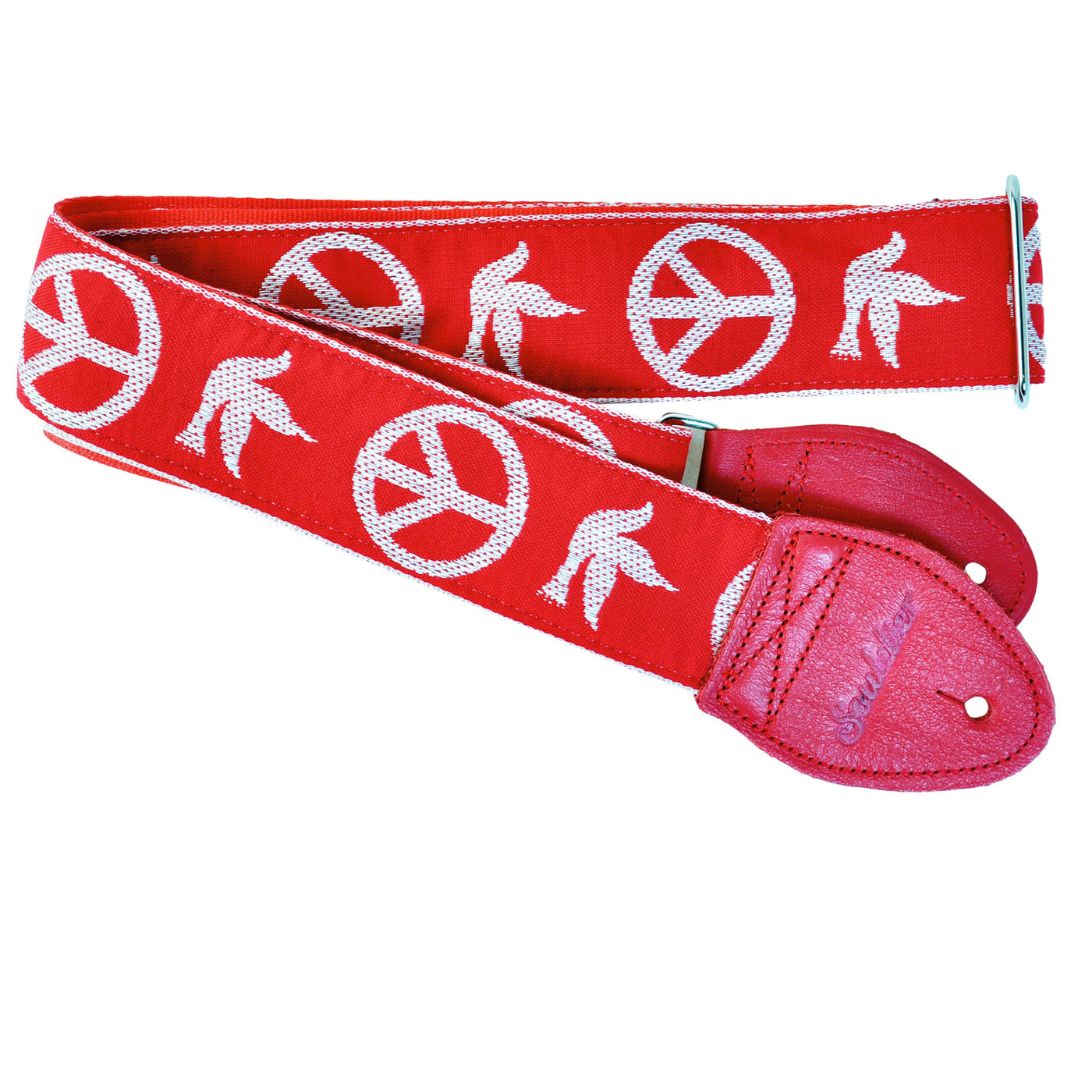 Souldier GS1026RD02RD - Handmade Seatbelt Guitar Strap for Bass, Electric or Acoustic Guitar, 2 Inches Wide and Adjustable Length from 30" to 63"  Made in the USA, Young Peace Dove, Red