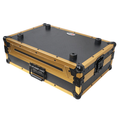 ProX X-DDJSB3LTGLDLED ATA Flight Case, For Pioneer DDJ-SB3 DDJ-FLX4 DDJ-400 DJ Controller, With Laptop Shelf and LED, Pro Audio Gear Storage, Gold Black