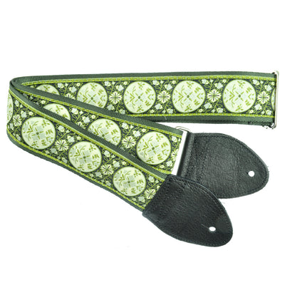 Souldier GS0044FG04BK - Handmade Seatbelt Guitar Strap for Bass, Electric or Acoustic Guitar, 2 Inches Wide and Adjustable Length from 30" to 63"  Made in the USA, Medallion, Green