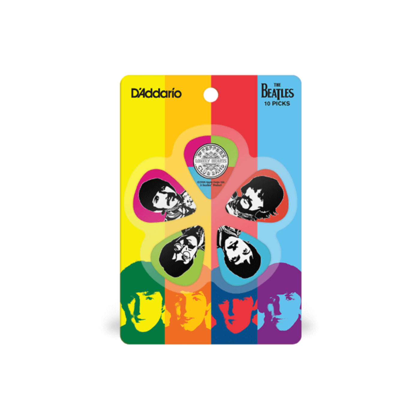 D'Addario Sgt. Pepper's Lonely Hearts Club Band 50th Anniversary Guitar Picks, 10 Pack, Medium Gauge (1CWH4-10B6)