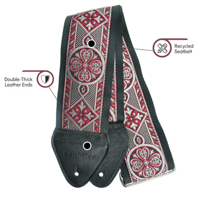 Souldier GT0055BK02BK - Handmade Souldier Fabric Bass Strap, 3 Inches Wide and Adjustable from 33" to 60" Made in the USA, Red