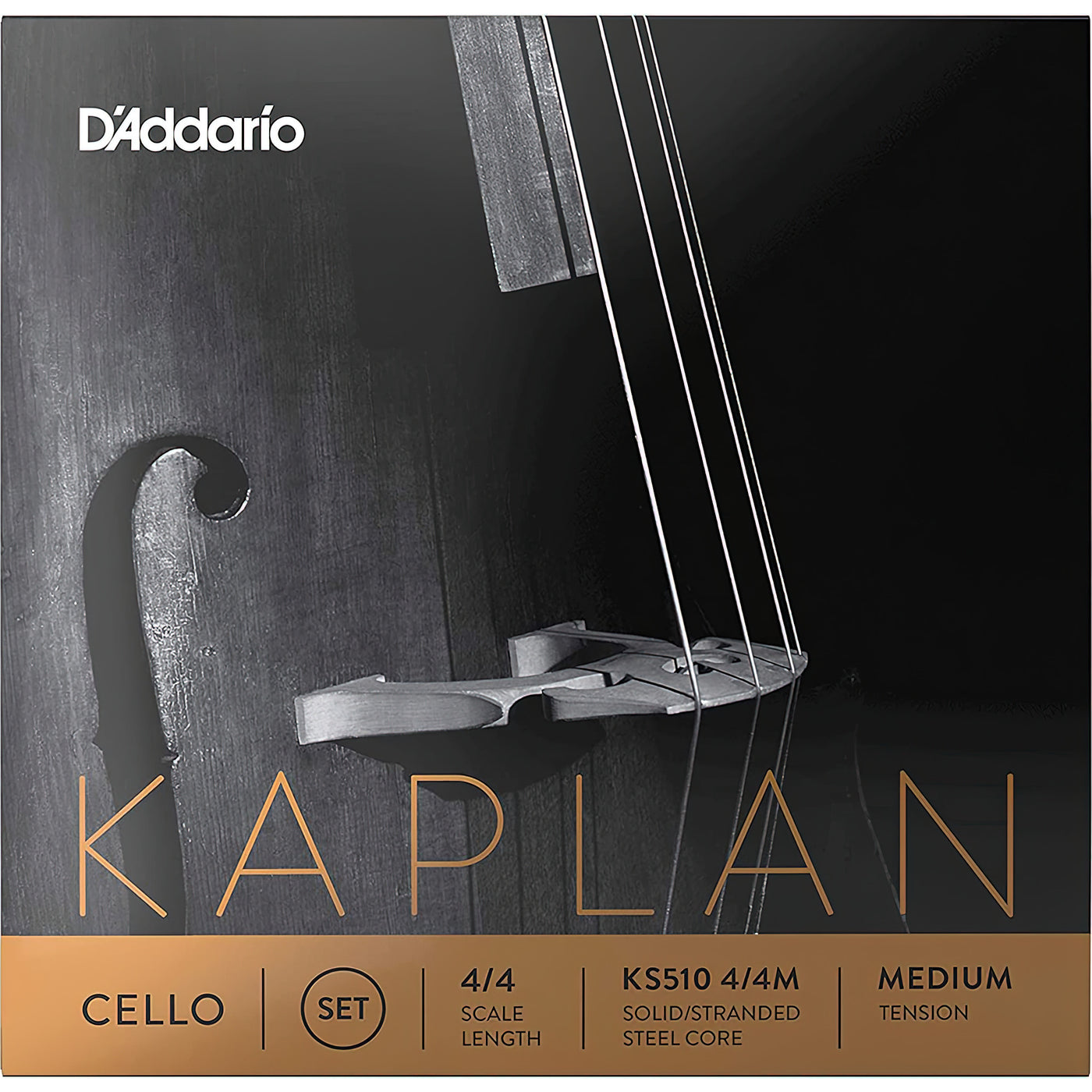D'Addario KS510 Kaplan Cello String Set, 4/4 Scale Medium Tension (KS510 4/4M)