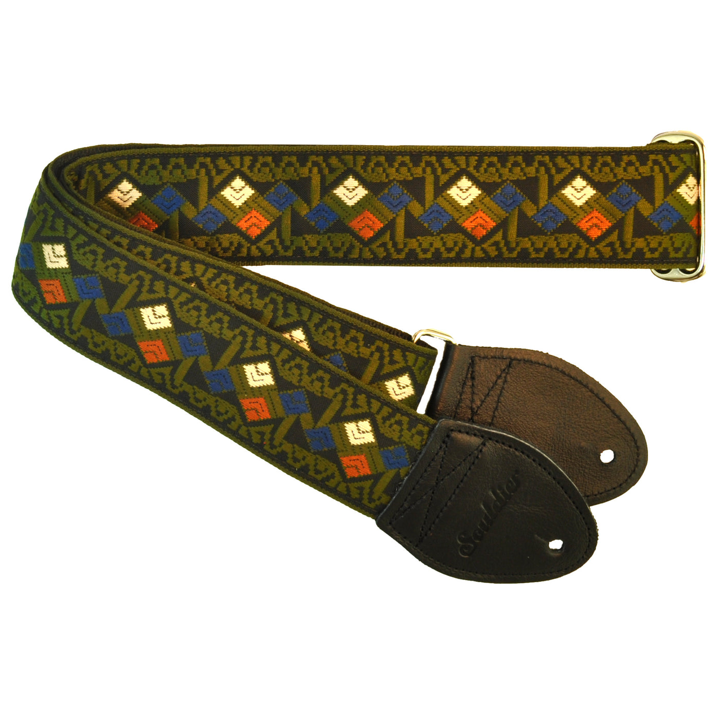 Souldier GS1435BK02BK - Handmade Seatbelt Guitar Strap for Bass, Electric or Acoustic Guitar, 2 Inches Wide and Adjustable Length from 30" to 63"  Made in the USA, Clapton, Olive