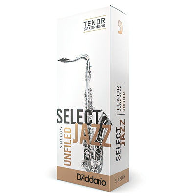 D'Addario Select Jazz Unfiled Tenor Saxophone Reeds, Strength 2 Hard, 5-Pack (RRS05TSX2H)