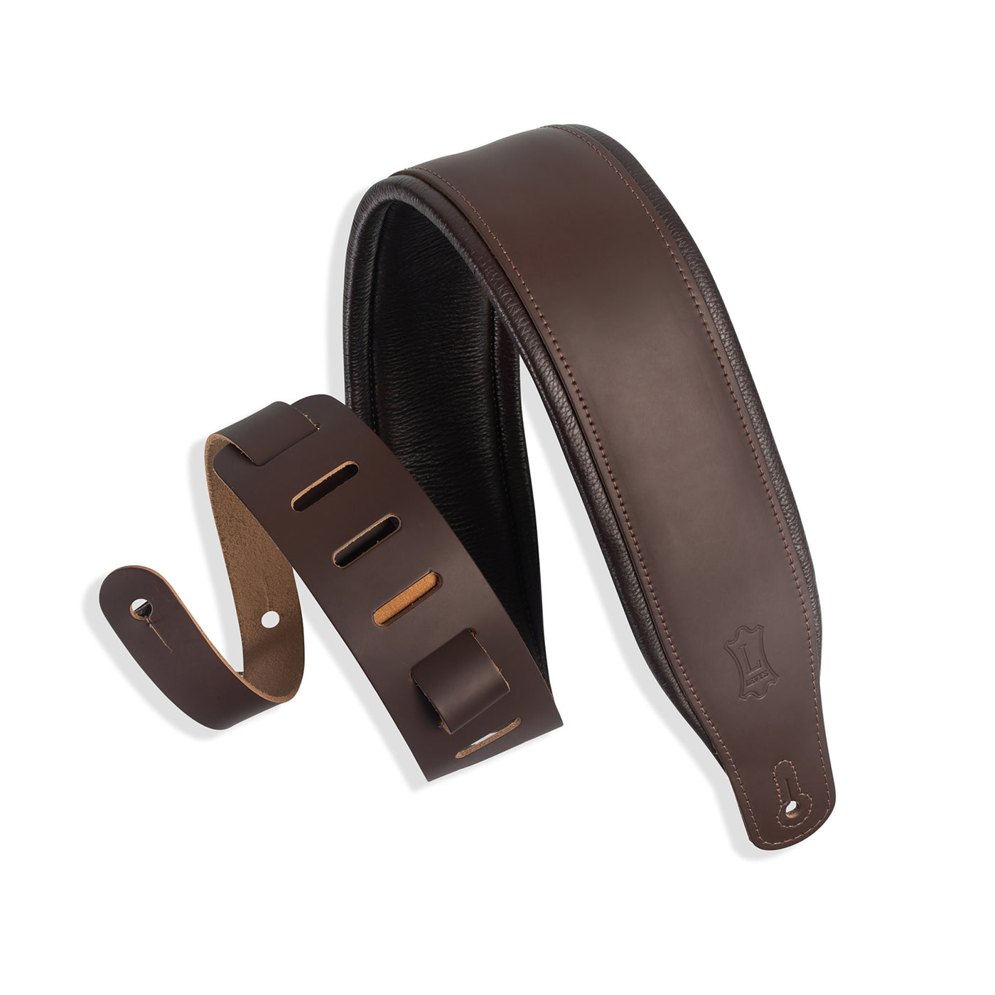 Levy's 3" Padded Leather Strap in Dark Brown with Dark Brown Backing
