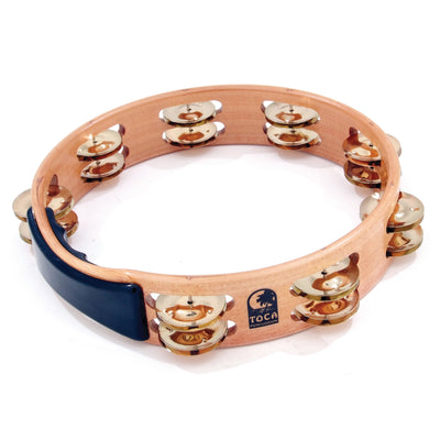Toca Acacia Wood Tambourine, Percussion Instrument for Performance & Recording, Double Row, 10"