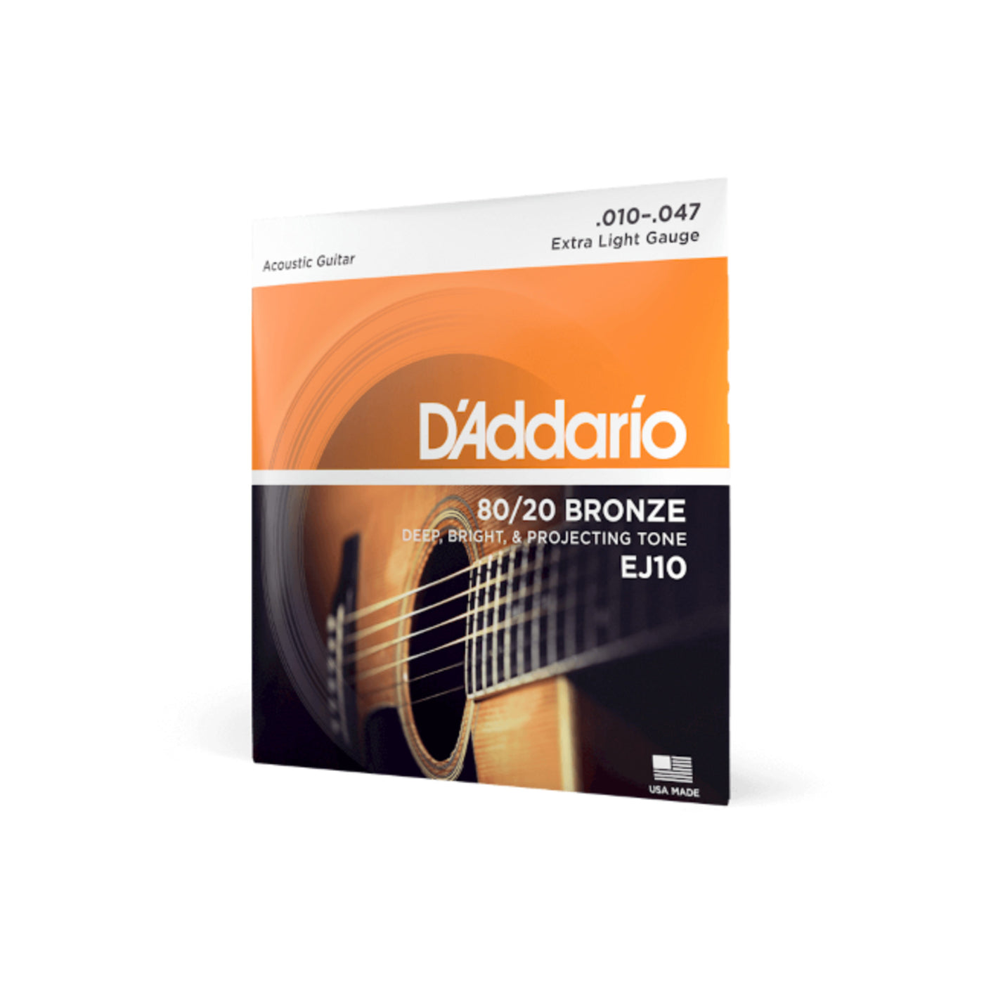 D'Addario Bronze Acoustic Guitar Strings, Extra Light, 10-47, 3 Sets (EJ10-3D)