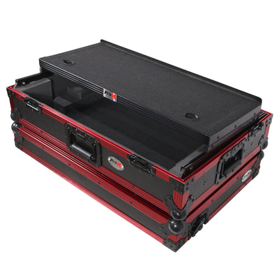 ProX XS-RANEONEWLTFRLED ATA Flight Style Road Case, For RANE ONE DJ Controller, With Sliding Laptop Shelf, Wheels, and LED Kit, Pro Audio Equipment Storage, Limited Edition Red