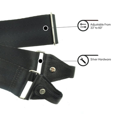 Souldier BJC0000BK04BK - Handmade Souldier Solid Banjo Strap, 2 Inches Wide and Adjustable from 33" to 60" Made in the USA, Black