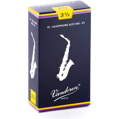 Vandoren Alto Saxophone Traditional Reeds Strength #3.5; Box of 10