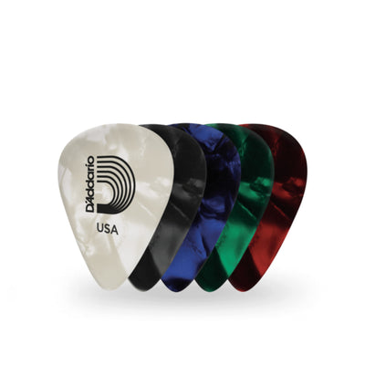 D'Addario Assorted Pearl Celluloid Guitar Picks, 10 Pack, Light (1CAP2-10)