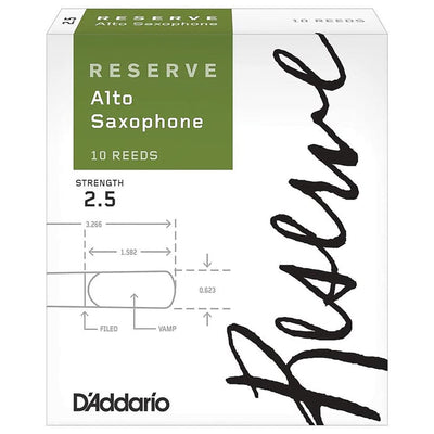 D'Addario Reserve Alto Saxophone Reeds, Strength 2.5, 10-pack