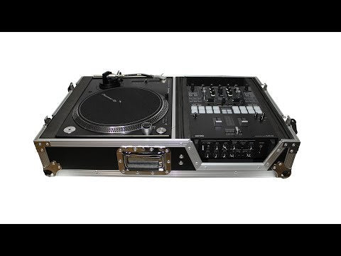 ProX XS-TMC1012WBL ATA-300 Style Flight Case - For Single Turntable in Battle Mode & 10" or 12" DJ Mixer - Black on Black
