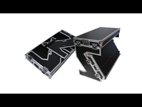 ProX XS-ZTABLEJR DJ Z-Table Junior Workstation - Portable Compact Booth Flight Case Table - With Handles & Wheels