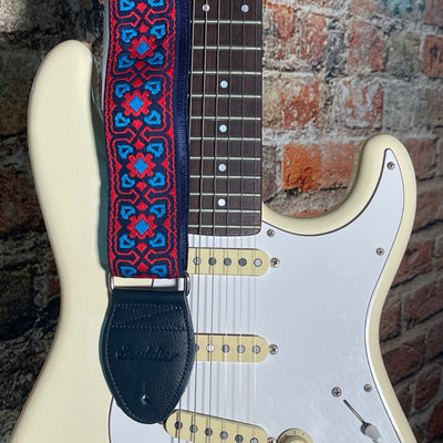 Souldier GS1295NV02NV - Handmade Seatbelt Guitar Strap for Bass, Electric or Acoustic Guitar, 2 Inches Wide and Adjustable Length from 30" to 63"  Made in the USA, Fillmore, Navy and Red